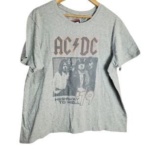 New ACDC Highway To Hell '79 Gray Graphic Band Short Sleeve T-shirt Size XL